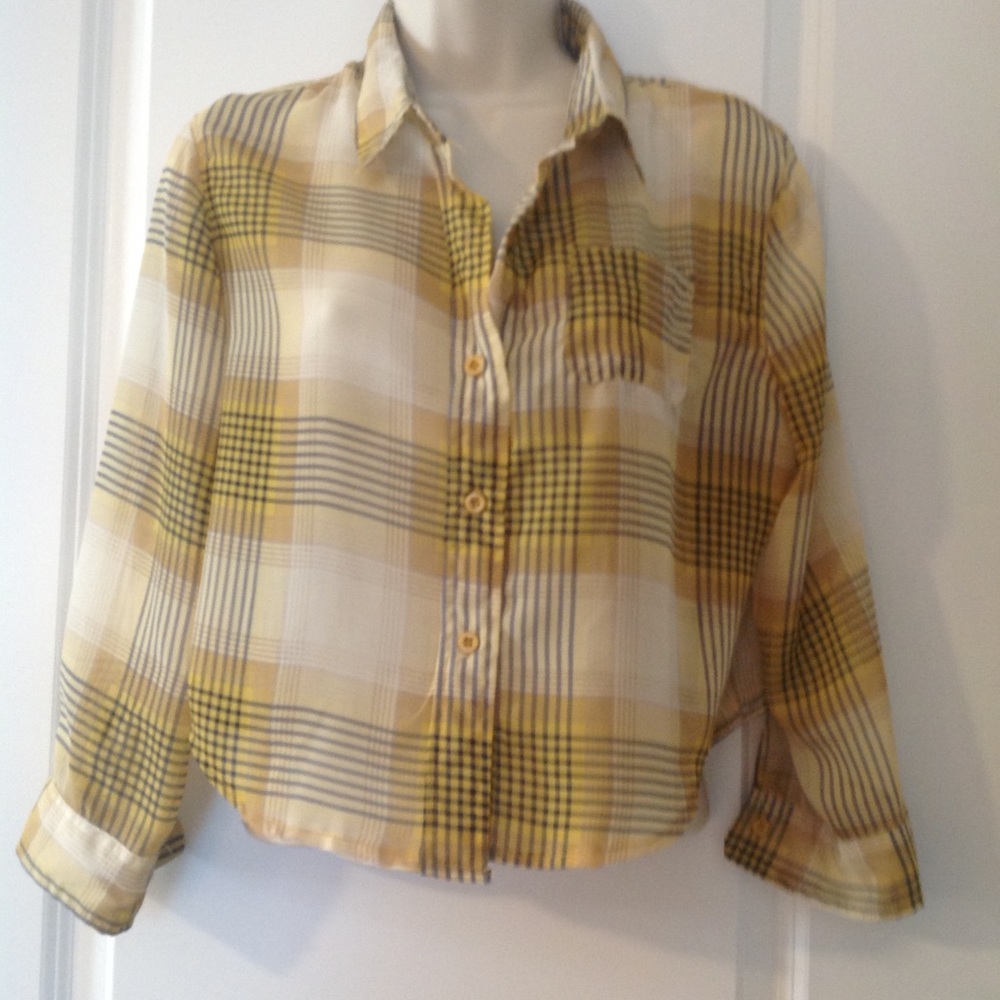 Sheer long sleeve short top